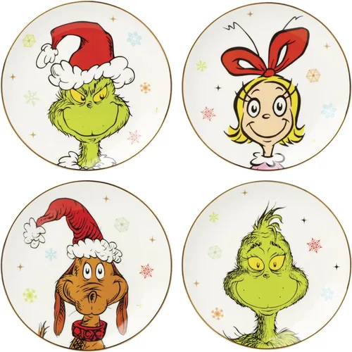 Miniatura 15 de Lenox 896338 Tarro de dulces cubierto con texto en inglés "Merry Grinchmas", decoración navideña y festiva