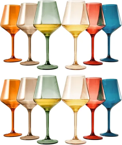 Miniatura 10 de The Wine Savant - Juego de 6 copas de champán de plástico acrílico estilo europeo Copas de champán coloreadas reutilizables para brindis 100%