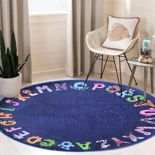 Miniatura 13 de Alfombra redonda de juegos para niños, alfombras ABC para niños, niños pequeños y bebés, alfombra de área de guardería, alfombra de juego suave