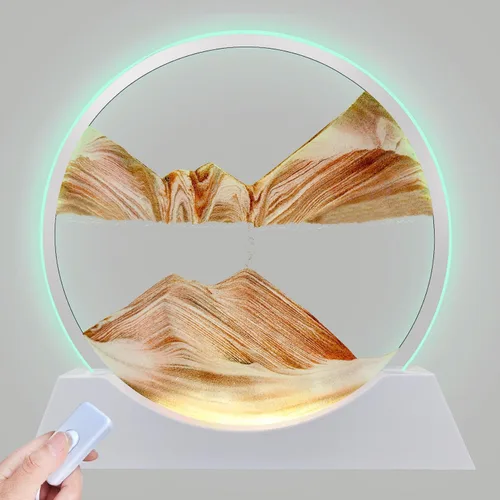 Miniatura 10 de Aoderun Arte de Arena en Movimiento de 7" con Movimiento Líquido con Luz, 3 Colores Cambiantes, Cuadro de Arte de Arena en Movimiento de Vidrio Verde