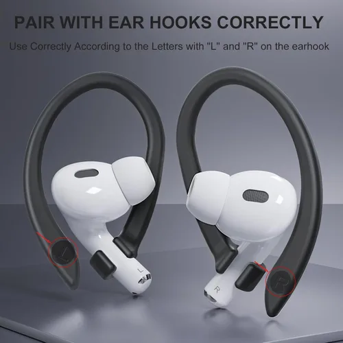 Miniatura 4 de 2 pares de ganchos para orejas de AirPods para AirPods Pro 2, AirPods Pro, AirPods 4, 3, 2 y 1, ganchos deportivos con clip antideslizantes
