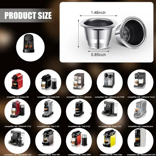 Miniatura 3 de Didaey Cápsulas de Espresso Reutilizables de Acero Inoxidable Vainas de Café Recargables Cápsulas de Espresso Reutilizables con Sellos de Papel