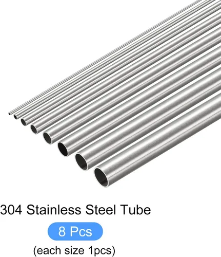 Miniatura 5 de METALLIXITY Tubo de acero inoxidable 304 (0.039 in-0.315 in de diámetro x 0.006 in/0.024 in de pared T x 11.811 in de largo), 8 piezas en 1 juego
