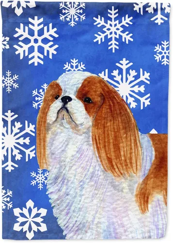 Miniatura 92 de Caroline's Treasures SC9374GF Bulldog English Snow flakes Holiday Garden Flag Buzón Bandera decorativa para patio exterior, patio, obras de arte