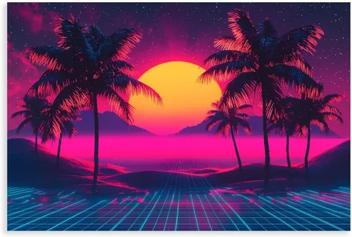 Synthwave Subculture Wall Art – 80s Inspired Neon Retro Print – Aesthetic Alternative Poster for Modern Home Decor Canvas Art Poster And Wall Art