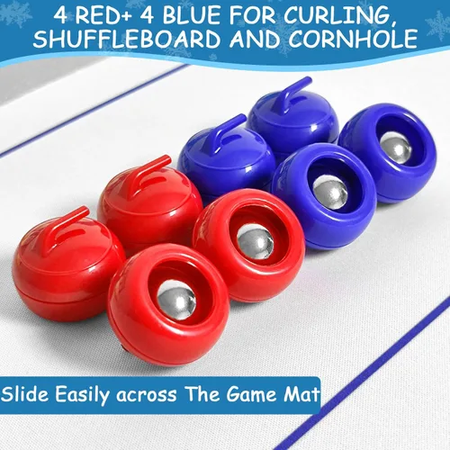 Miniatura 6 de Juego de mesa 4 en 1 para rizar, tejo, bolos y cornhole, juego familiar de 47 pulgadas para todas las edades, fácil configuración y diseño compacto