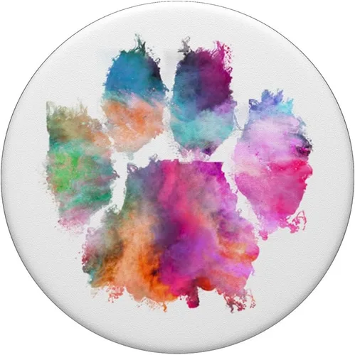 Miniatura 3 de PopSockets PopSockets PopSockets de perro con estampado de pata de perro rosa y azul abstracto