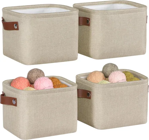 Miniatura 7 de Canastas de almacenamiento de tela pequeñas, 15 x 6 x 5 pulgadas canastas de almacenamiento estrechas, paquete de 4 canastas de almacenamiento