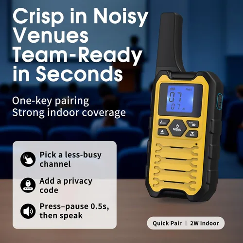 Miniatura 3 de Wishouse K15 Walkie Talkies de largo alcance para adultos, radios bidireccionales recargables paquete de 4, 2W FRS, 22 canales, USB-C, linterna
