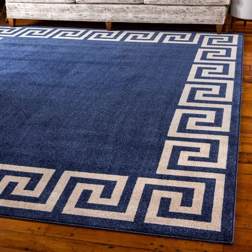 Miniatura 30 de Unique Loom Athens Collection - Alfombra clásica geométrica con diseño de borde moderno, 2 x 3 pies, color carbón/beige