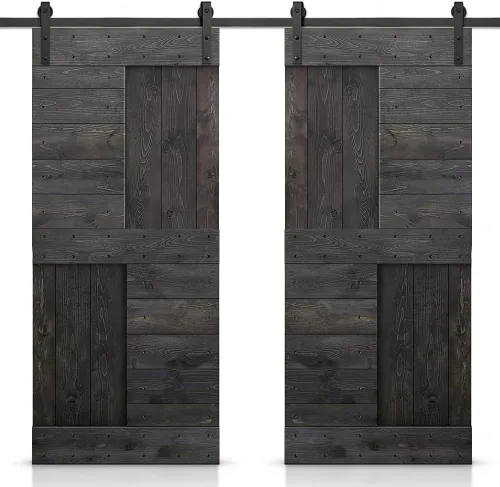 Miniatura 93 de TMS Serie N - Puerta corrediza interior de madera de pino anudada con kit de herrajes deslizantes (32 x 84 pulgadas, blanco)