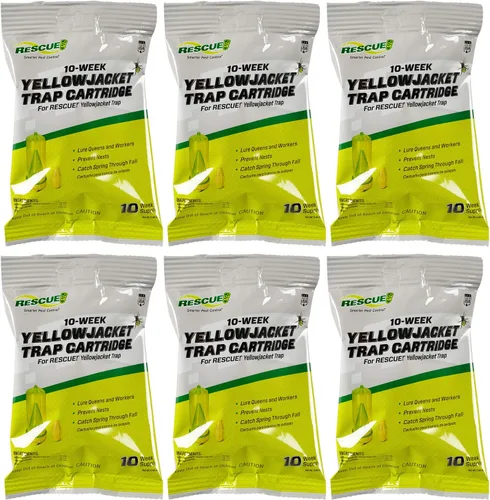 RESCUE! Yellowjacket - Cartucho atractante (suministro para 10 semanas) – para trampas de chaqueta amarilla reutilizables RESCUE! – (paquete de 6)