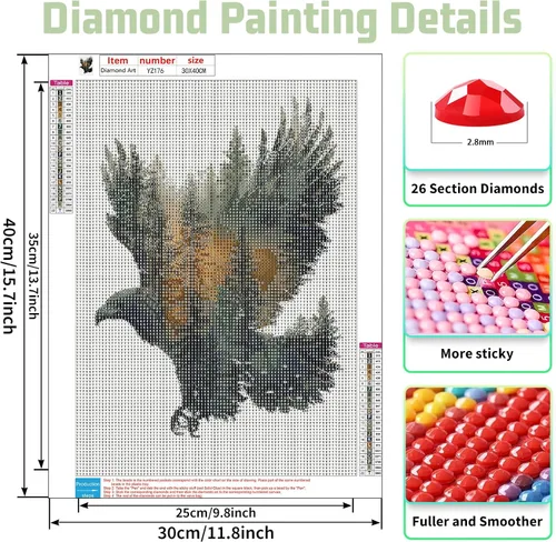 Miniatura 2 de Paquete de 6 kits de pintura de diamantes de animales para adultos, kits de arte de diamantes para adultos, kits de pintura de diamante 5D