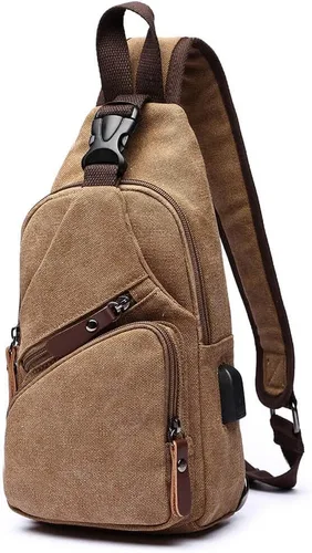 Miniatura 8 de Bolsa bandolera de lona, mochila cruzada, mochila de hombro casual para hombres y mujeres, actividades al aire libre, ciclismo, senderismo, viajes