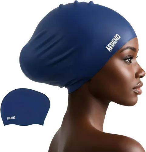 Miniatura 26 de Aegend - Gorros de natación para cabello largo, gorras de natación de silicona duraderas para mujeres, hombres, adultos, jóvenes, fáciles de poner