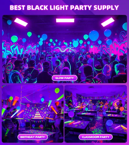 Miniatura 7 de Luz negra de 120 W, luz negra IP66 con enchufe+interruptor+cable de 6 pies, luz negra impermeable con 100 LED, luz negra para fiesta brillante
