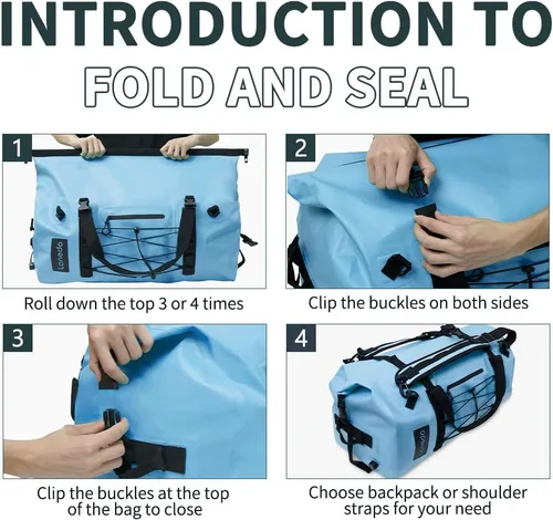 Miniatura 7 de 80L Dry Bag Large Waterproof Bag Roll-Top Heavy Duty Fishing Duffel Bag with Durable Straps & Handles for Kayaking Paddle boarding Boating Rafting