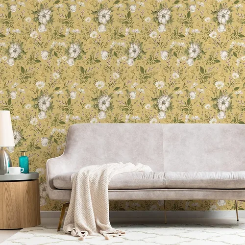 Miniatura 10 de Simon&Siff Papel Tapiz Floral Despegar y Pegar Azul Marino Bohemio Papel de Pared 60" x 17.3" Azul Oscuro Flores Florecientes Flores Silvestres