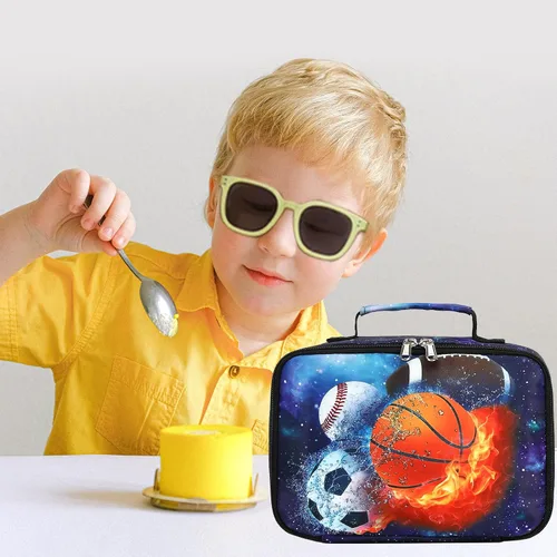 Miniatura 4 de LEDAOU Lonchera para Niños Bolsa de Almuerzo Aislada Niños Niñas Pequeños Lonchera Reutilizable para Escuela Picnic Senderismo Azul