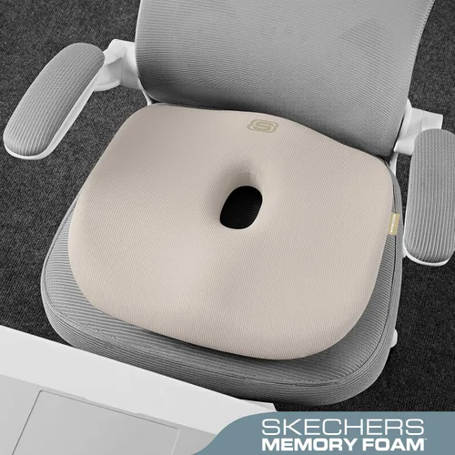 Miniatura 4 de Skechers Cojín de asiento de espuma viscoelástica, cojín para silla de oficina con forma de dona para aliviar el dolor de coxis, almohada para silla