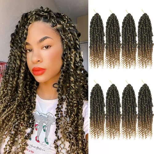 Miniatura 20 de Bileaf Cabello de Ganchillo Passion Twist Pre-retorcido de 10 Pulgadas, 8 Paquetes de Ganchillo Passion Twist, Cabello Corto Passion Twist