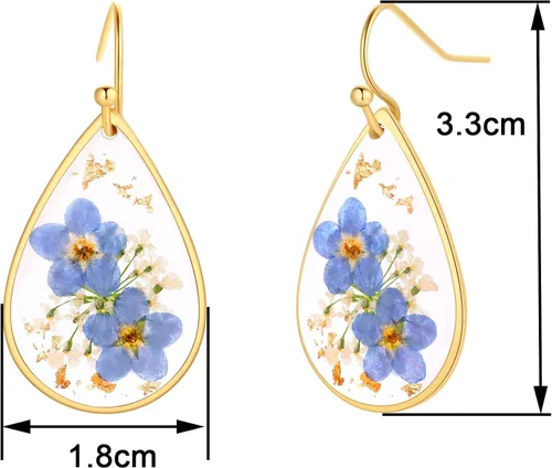 Miniatura 73 de Forget-Me-Not and Queen Anne's Lace Pressed Wildflower Earrings Pressed Flower Earrings Handmade Drop and Dangle Earrings Gift for Woman
