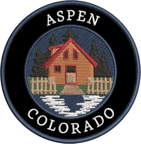 Cabin by The Lake - Aspen - Colorado - Bordado de 3.5 pulgadas, parches decorativos para planchar o coser, recuerdos de vacaciones, viajes,