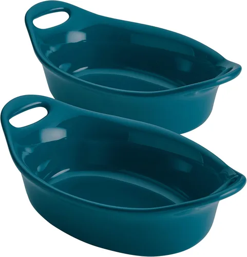 Miniatura 9 de Rachael Ray Ceramics - Juego de gratin ovalado, dos piezas de 355 ml, color azul agave