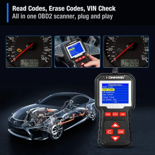 Miniatura 5 de Escáner KW320 OBD2 + cargador de batería KW510