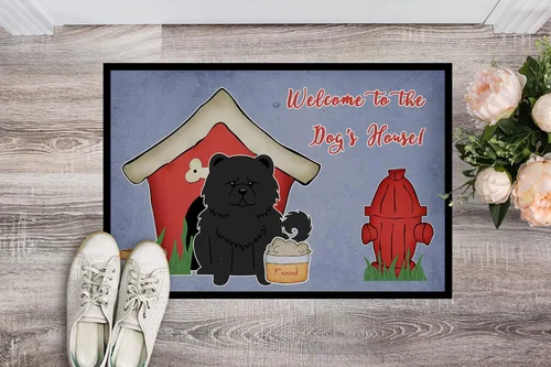 Miniatura 2 de Caroline's Treasures BB2897MAT Dog House Collection Chow Chow - Tapete negro para puerta delantera, 18 x 27 pulgadas, para interiores y exteriores