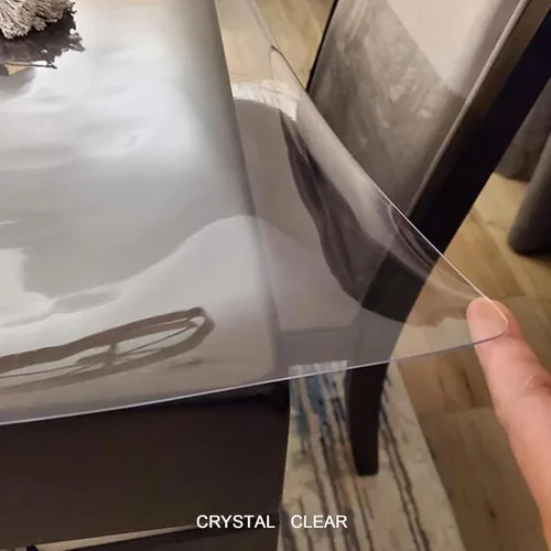 Miniatura 3 de Protector de PVC para mesa de comedor, manteles transparentes para mesas rectangulares, tapete protector impermeable de vinilo, vidrio suave