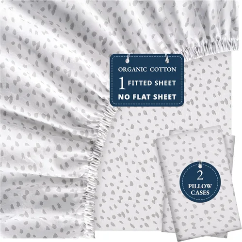 Miniatura 57 de LANE LINEN Juego de 2 piezas con sábana bajera 100% algodón orgánico tamaño individual y 1 funda de almohada, tejido de percal ligero, ultra suave