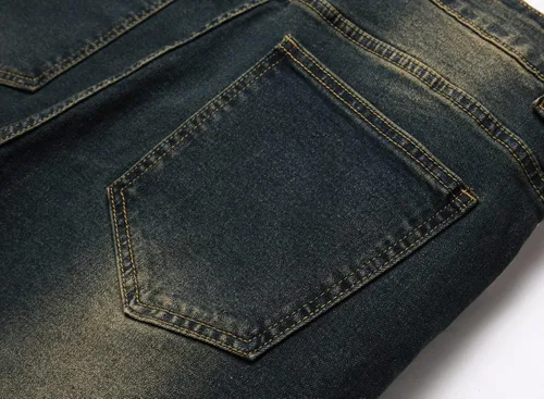 Miniatura 6 de Pantalones de mezclilla lavados para hombre con corte ajustado y elástico de moda Hip Hop