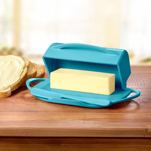 Miniatura 2 de Butterie Mantequillera con Tapa Abatible y Cuchillo a Juego, Contiene 2 Barras/Mantequilla Europea, Soporte para Mantequilla Sin Derrames