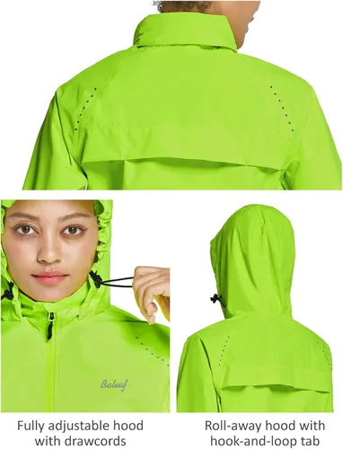 Miniatura 3 de BALEAF Women's Cycling Rain Jackets Waterproof Windbreaker Running Jackets Reflective Rain Gear Packable Lightweight Hooded