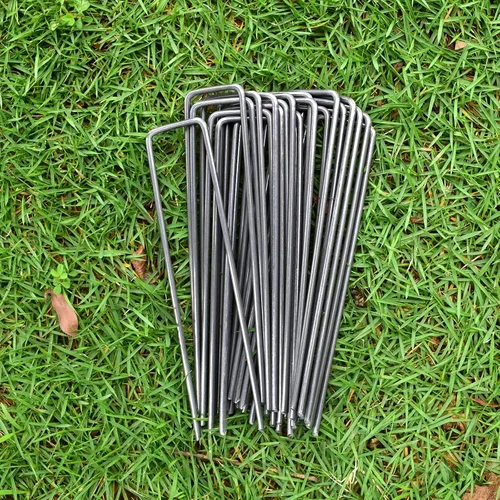 Miniatura 6 de MySit Paquete de 100 grapas de jardín de 6 pulgadas, estacas de jardín, grapas de tela para malezas, resistentes calibre 11 (0.118 pulgadas), Negro