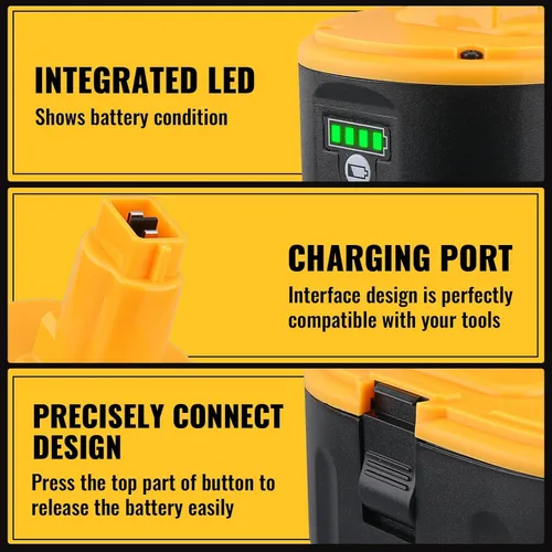 Miniatura 4 de Paquete de 2 baterías de iones de litio DC9096 7000mAh de alta capacidad para Dewalt 18 V batería DC9098 DC9099 DC9182 compatible con herramientas