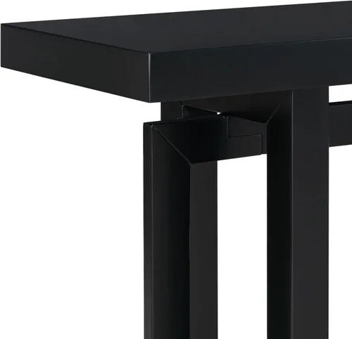 Miniatura 5 de Mesa de entrada de 59.1 pulgadas con chapa de pino, única mesa consola de diseño triple rectangular con patas gruesas de madera de pino, mesa