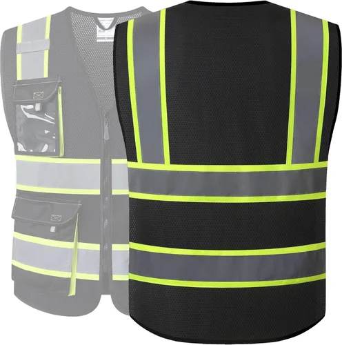 Miniatura 5 de JKSafety Hi Vis Chalecos de Seguridad Reflectantes para Hombres y Mujeres Chaleco de Alta Visibilidad con Bolsillos Construcción de Tela de Malla