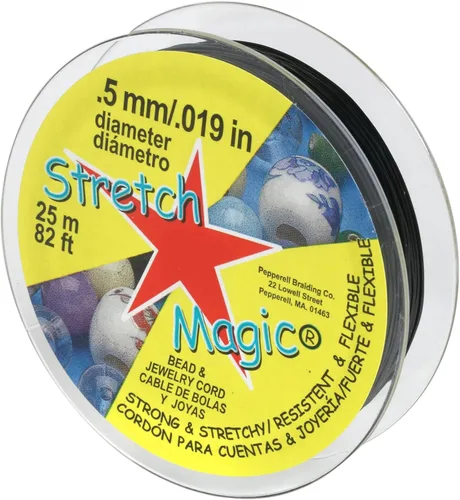 Miniatura 6 de Cordón elástico para cuentas Stretch Magic – Color negro, 0.6mm de diámetro, 100 metros (328 pies) - Fácil de anudar, cuerda fuerte y elástica