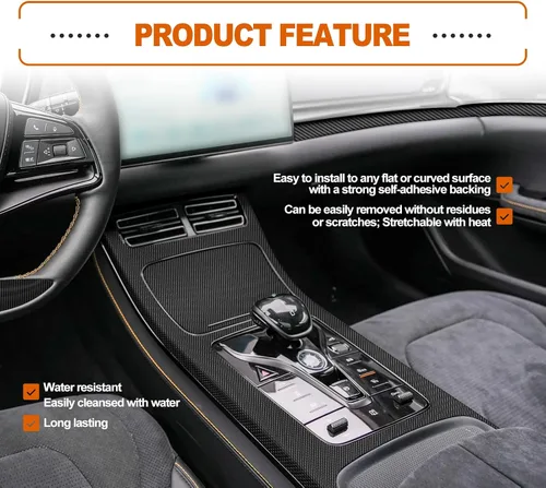 Miniatura 6 de Envoltura de vinilo de fibra de carbono mate 3D para coche, 12 x 60 pulgadas, clasificada para uso en exteriores en automóviles, incluye cuchilla