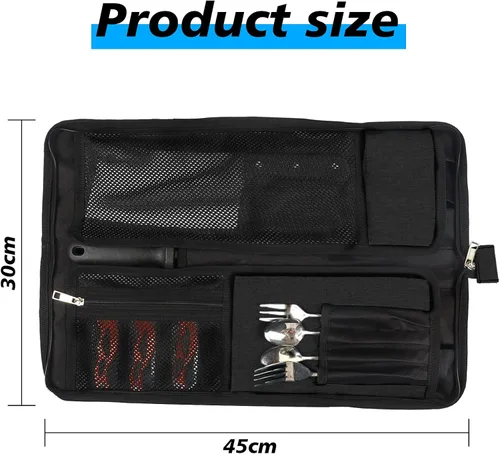 Miniatura 2 de Bolsa de rollo para cuchillos de chef, bolsa de cuchillo de chef Oxford resistente, estuche portátil para cuchillos de chef de 13 ranuras