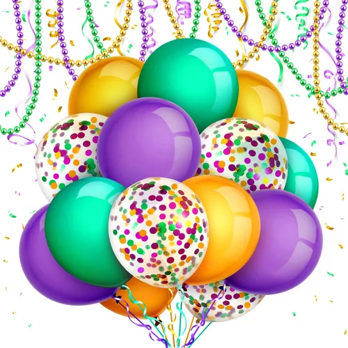 Miniatura 10 de TecUnite - 80 globos de látex de 12”, diseño de confeti, globos metálicos, para fiestas de Navidad, Halloween, San Valentín, 4 de Julio, boda