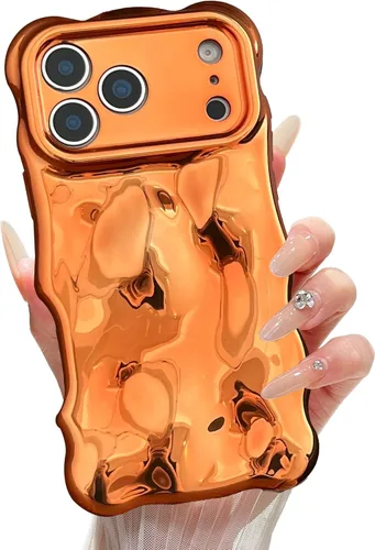 Miniatura 31 de XIZYO Funda para iPhone 13 de 6.1 pulgadas, bonito patrón de ondas, estético, 3D, rizado, ondulado, chapado en purpurina, para mujeres y niñas, Azul