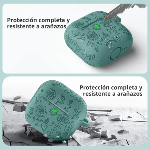 Miniatura 8 de para estuche de Airpods 4, DaQin - Estuche grabado con flores compatible con estuches de Airpods de Apple de 4ª generación para mujeres, estuches