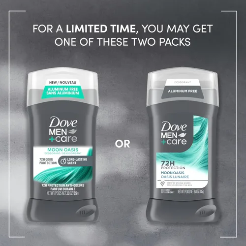 Miniatura 3 de Dove Men+Care - Desodorante sin aluminio Moon Oasis, 4 unidades para un aroma duradero, con protección contra olores 72H, 3.0 onzas