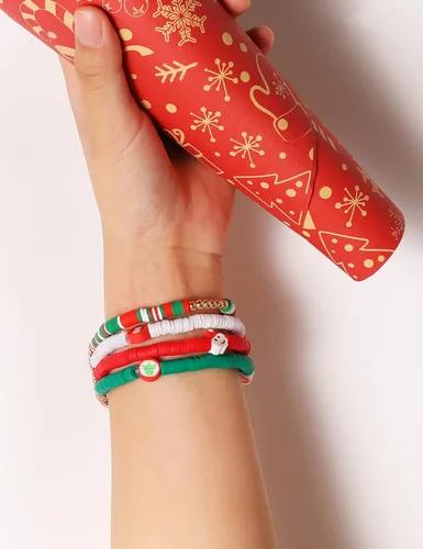 Miniatura 4 de TOYOUTHS Pulsera con cuentas Heishi compatible con Apple Watch para mujeres, niñas y niños, linda pulsera elástica de arcilla, pulsera apilable