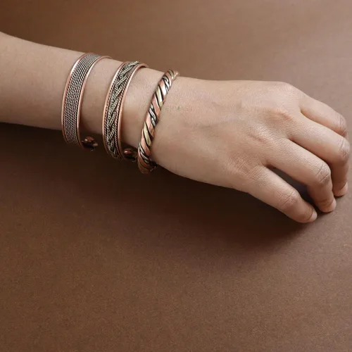 Miniatura 17 de Pulseras de cobre para hombres y mujeres Juego de 3 con caja de regalo Hecho a mano 100% cobre Regalo para mujeres y hombres