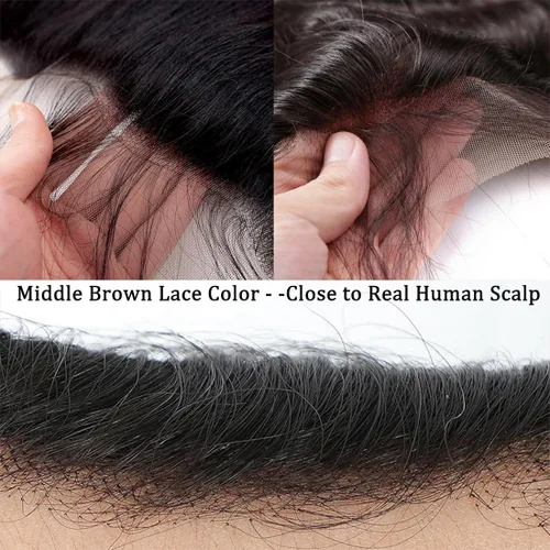 Miniatura 4 de Pelucas de encaje frontal de 13x4, de oreja a oreja, con cierre recto, cabello humano liso brasileño, con abuelitos, prearrancadas, con densidad