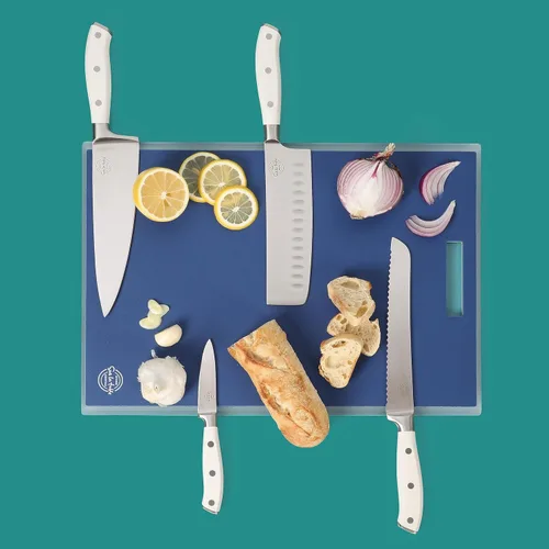 Miniatura 9 de Sur La Table Kitchen Essentials - Juego de 5 piezas de cuchillos de acero alemán con mango triple remachado en bloque magnético de madera de haya